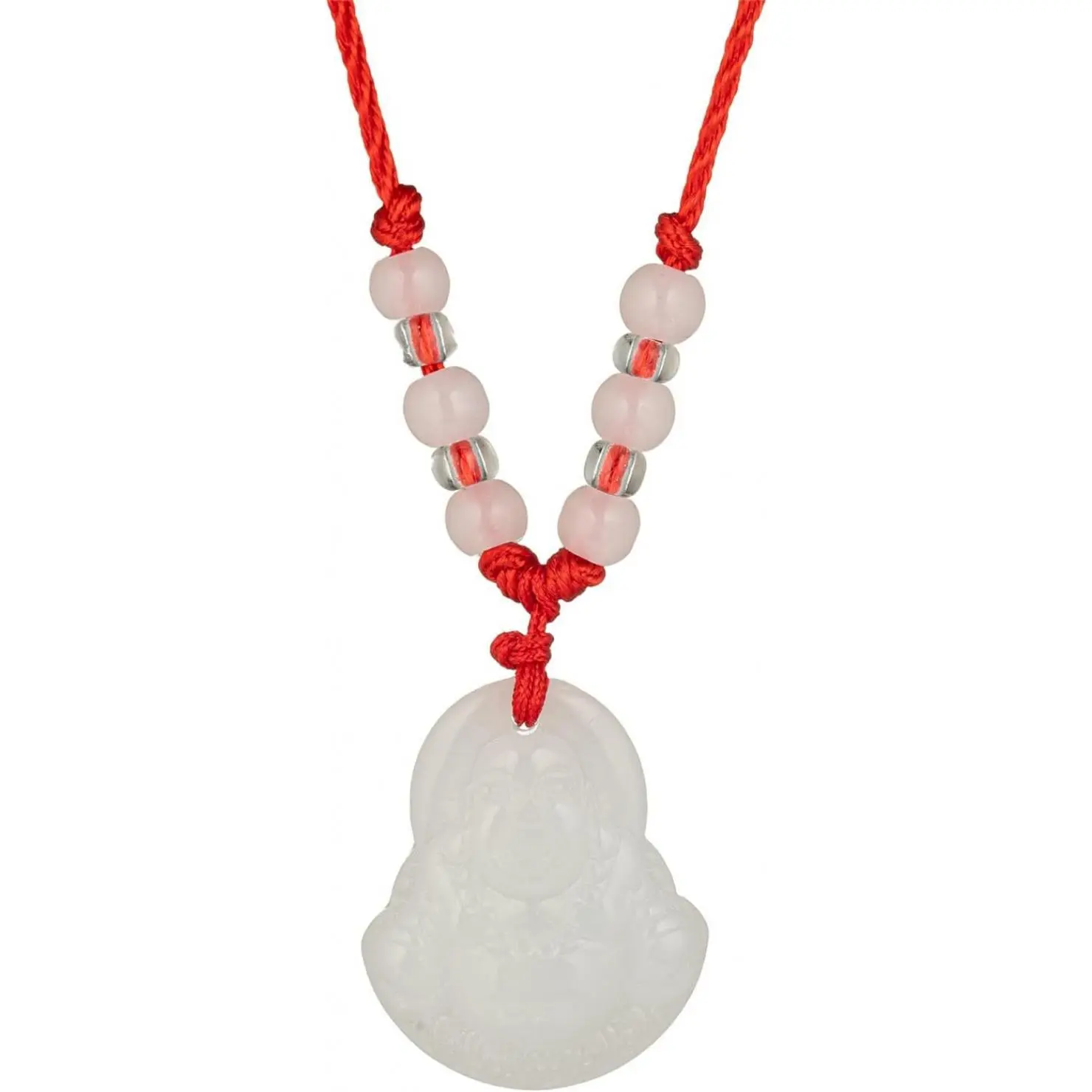 Buddha Pendant Necklace for Women Men Adjustable Red Rope Chain Necklace Green White Gold Buddha Head Good Luck and Protection