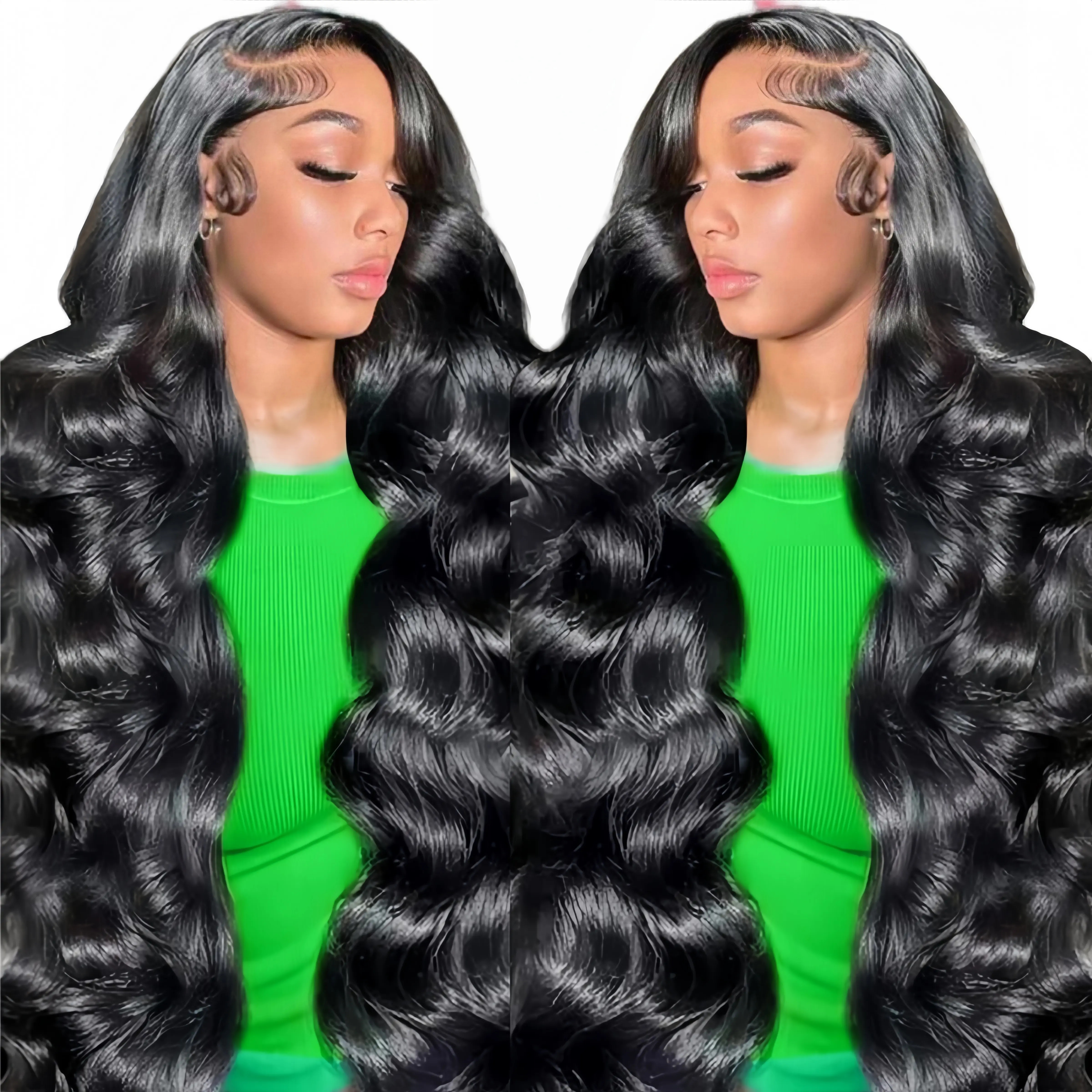 Wear and Go Glueless Wigs Human Hair Pre Plucked Pre Cut Body Wave Wigs 6x4 HD Glueless Lace Closure 100% Human Hair Wig 180% Density