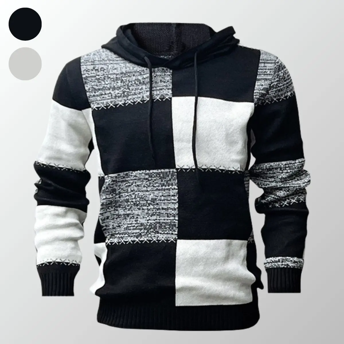 Men's Trendy Casual Plaid Hooded Sweater - Spring & Autumn Must-Have Medium Size Pullover Style for Easy Wear Chinos Jeans Black Long Sleeve