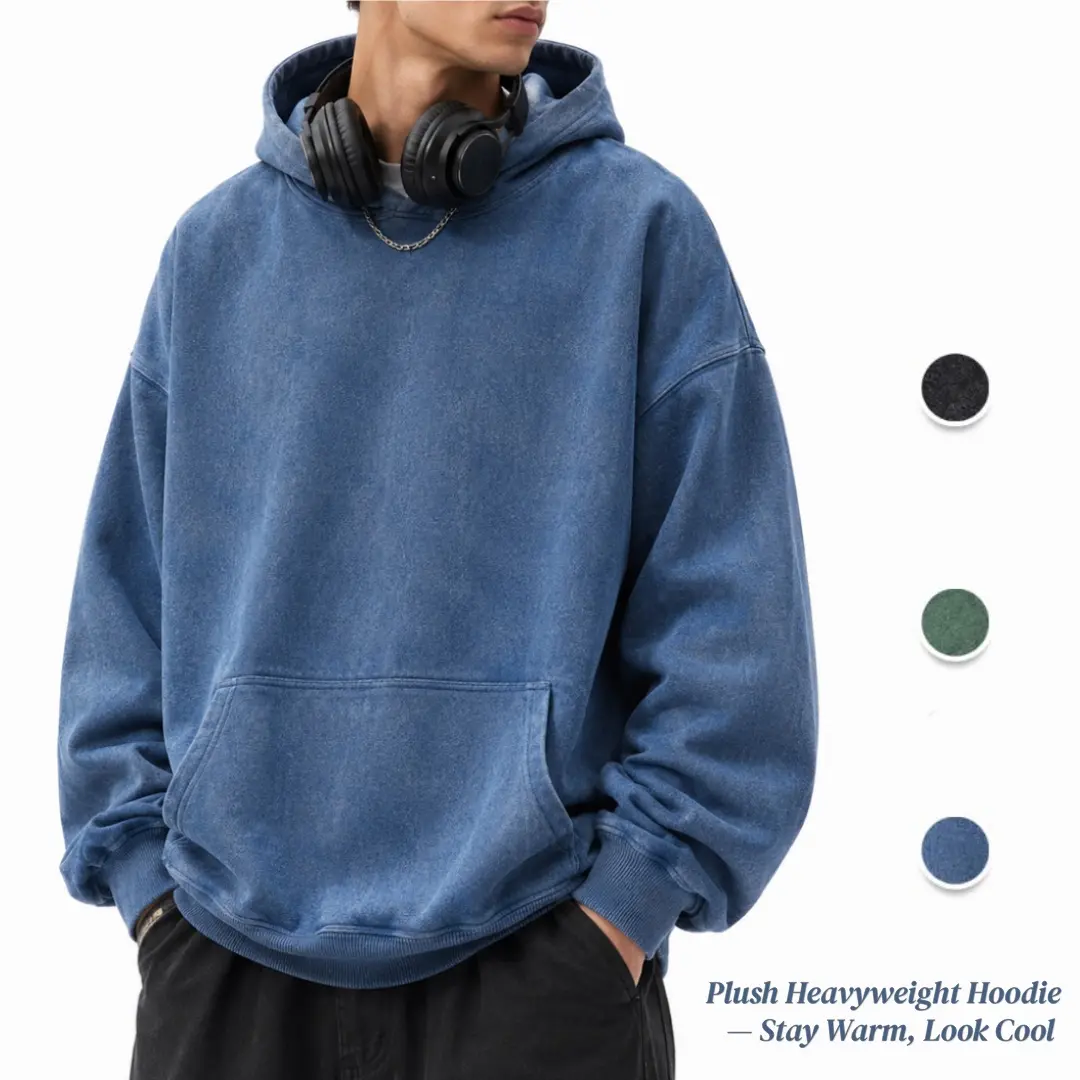 Gihuo Unisex Oversized Hoodie Acid Wash Pullover Vintage Distressed Cotton Heavyweight Sweatshirt Fleece Hoodie Men's Streetwear Women's Tops Spring Outdoor Warm Polyester Sports Autumn Clothing Men’s Gift Full Hoodie Long Sleeve