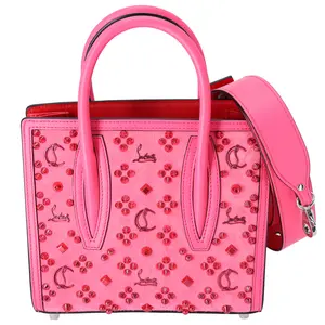 Pre-owned christian louboutin Leather Shoulder Bags Studded Paloma S Small Satchel Pink Logo Classic Suede Leather