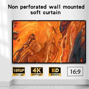 Projector Screen 60/72/84/100/120/150 Inches, HD Projector Screen, Immersive Home Cinema Experience, Clear Display for Classrooms and Meetings, Portable Camping Enjoyment