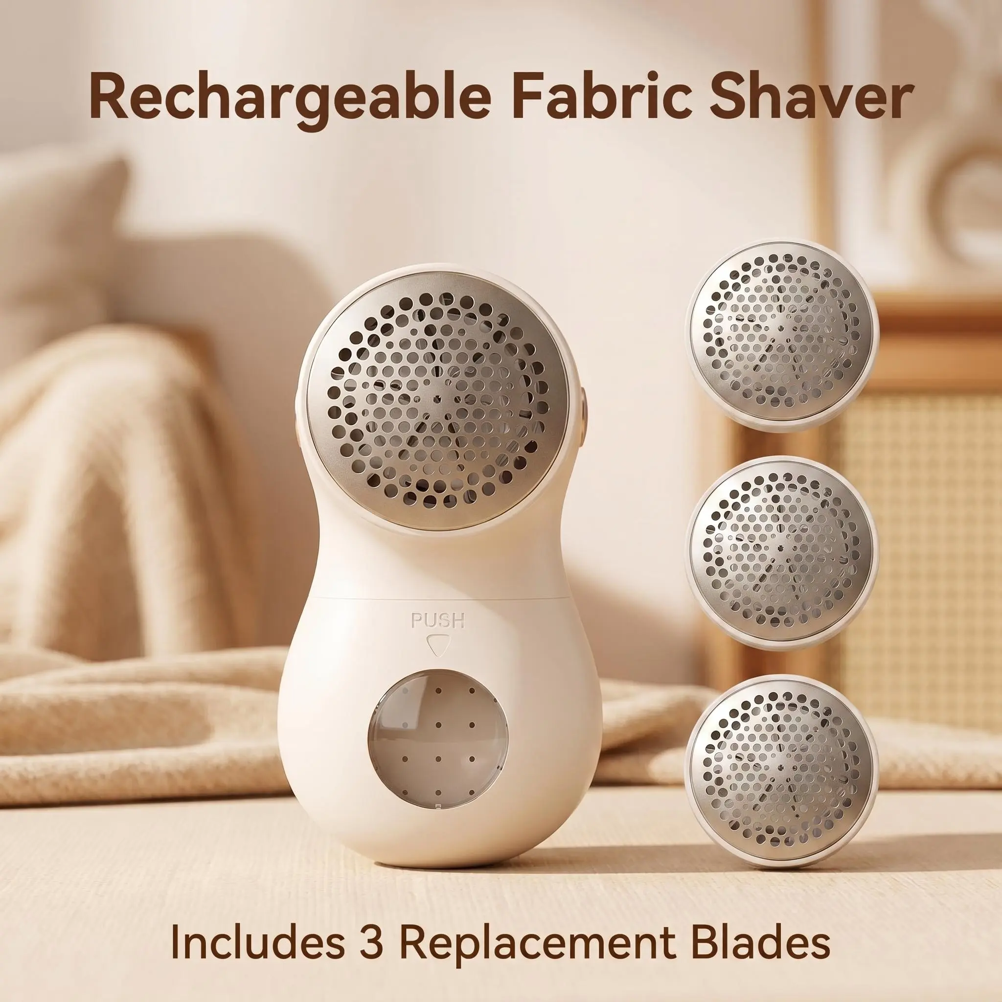 Rechargeable Fabric Shaver with 3 Replacement Blades, Portable Lint Remover for Sweaters, Clothes, Blankets and Upholster