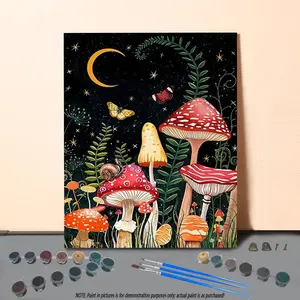 Mushroom Pattern DIY Painting By Numbers Kit, 1 Set DIY Paint By Numbers Kit, DIY Wall Art Painting for Home Bedroom Living Room Decor
