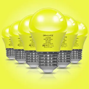 Yellow Porch Light Bulb,5W A15 E26 LED Bulbs for Halloween Christmas Party Decoration and Lighting,Colored Light Bulb 450LM Non-Dimmable,6 Pack.
