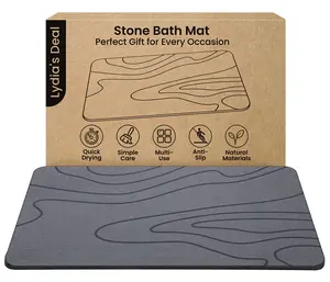 Stone Bath Mat, Diatomaceous Earth Bath Mat Non-Slip Bath Stone Shower Mat Diatomite, Quick Drying Absorbent for Floor Super Absorbent