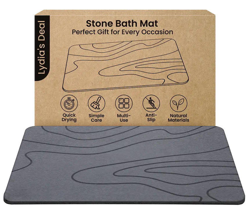 Stone Bath Mat, Diatomaceous Earth Bath Mat Non-Slip Bath Stone Shower Mat Diatomite, Quick Drying Absorbent for Floor Super Absorbent Diatomaceous Stone Hard Bath Mat home essentials,bathroom accessories,bathroom decor,bathroom decor set
