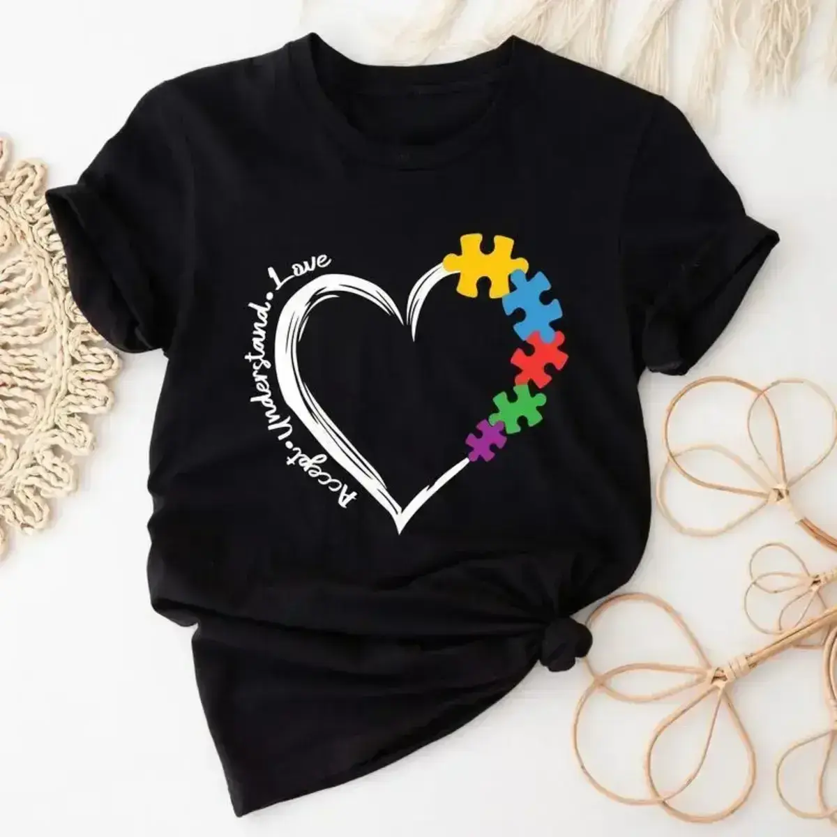 Autism Awareness Shirt, Accept Understand Love T-shirt, Autism Heart Sweatshirt, Cute Puzzle Shirt, Gift For Teacher, Sped Teacher Hoodie, Gift For Mom. Casual Fabricwwzz