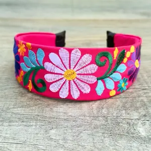 Embroidered Mexican Floral Headbands Diademas Bordadas Colorful Design Sunflower Headbands Made in Mexico Cute Unique Color Patterns
