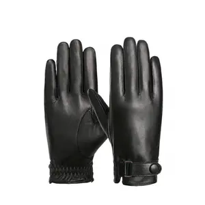 Men's Warm Leather Gloves Sheepskin Fleece Lined Touchscreen Winter Outdoor Business