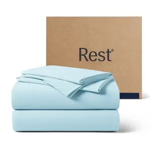 REST Evercool+ Cooling Sheet Set, Breathable Bed Sheets for Hot Sleeper and Night Sweats, with Pillowcases, with Ionic+ Self-Cleaning Silver Yarn for Sensitive Skin