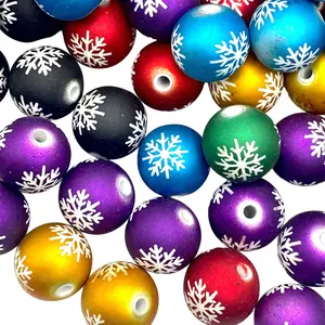 Christmas Snowflakes Acrylic Beads - Festive Beading Jewelry Making Craft