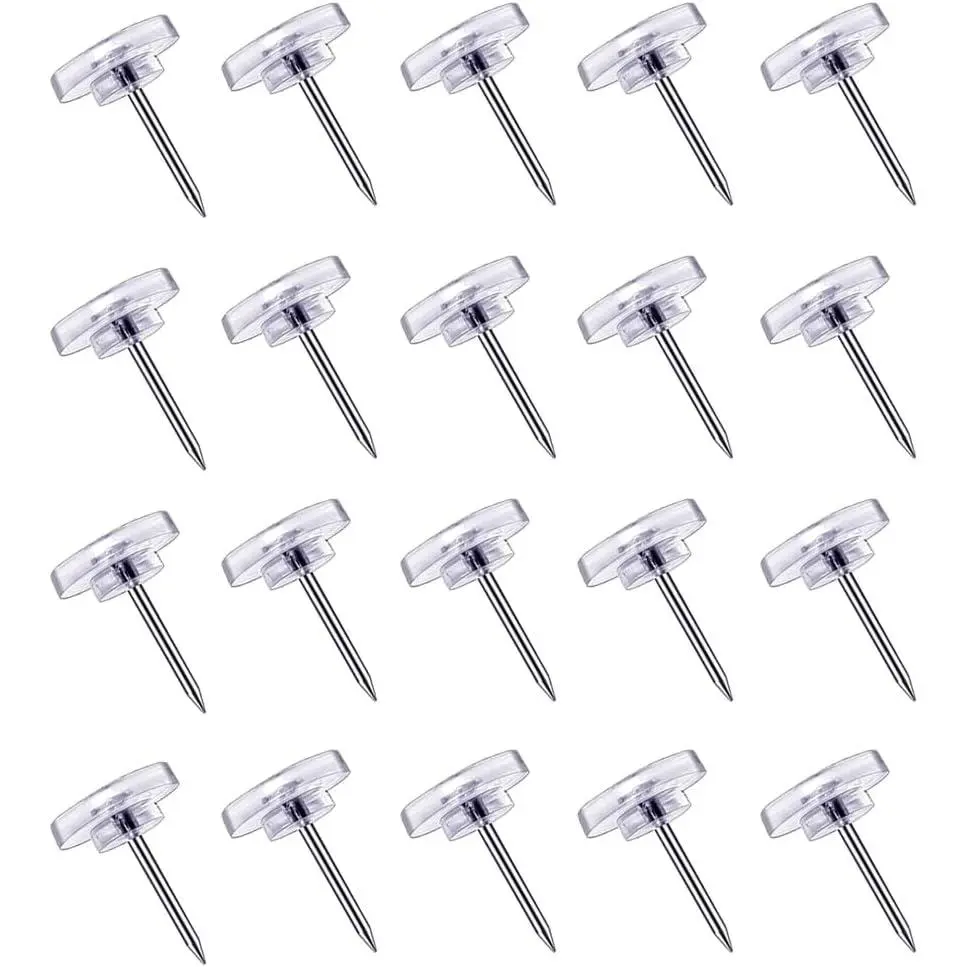 150 Count Push Pins, Clear Thumb Tacks, Flat Thumb Tacks Steel Point and Clear Plastic  Pushpins, Transparent Thumbtacks for Cork Board Bulletin Boards for School, Office, Cork Board,Wall Hanging,