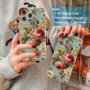Retro-style oil painting peony pattern, drop-proof and non-slip TPU full-coverage lens phone case, compatible with iPhone 17, 16, 15, 14, 13, 12, 11, XS, X, Samsung and other models. Makes a great gift for friends or family.