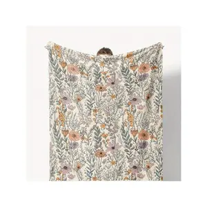 Extra Large 50x60 Inch Vintage Floral Throw Blanket - Soft Flannel Bedspread/ Couch Cover - Pastel Pink, Yellow, Green, Blue, Purple, Orange, White, Beige - All-Season Luxury Bedding For Living Room, Pink Chunky Throw-30*40in