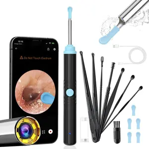 Wireless Silicone Visual Earpick, Earwax Remover Tool，Waterproof Endoscope with HD，ortable Type-C Rechargeable，Tool for iPhone, iPad and Android pressure setting cleaner camera Black ear clearer ear wax removal camera eardrum