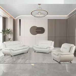 3-Piece White Faux Leather Modular Sofa Set, Modern Design, Comfortable Multiple Seats, Flexible Layout, Versatile Arrangement for Living Room, Indoor Furniture