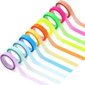 10 Rolls Highlighter Tape, 0.31 Inches X 16.4 Feet Transparent Removable Tape, Sticky Labels, Book Accessories, Office Supplies, Ideal for Students & Teachers Note Taking