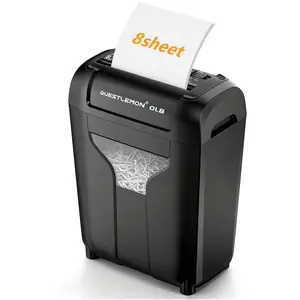 QUIETLEMON Paper Shredder for Home Office, 8-Sheet Cross-Cut High Security Shredder for Paper, Credit Card & Staples, Portable Office Shredder with Handle, Compact Design for Desktop or Under Desk, Overheat Protection, White Modern Paper Crusher