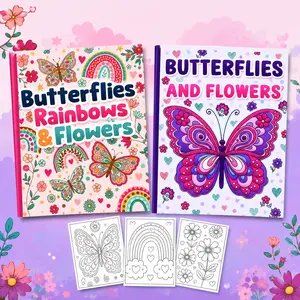 Butterflies & Flowers Coloring Bundle for Girls Ages 4–12 – Positive Affirmations, Rainbows & Inspiring Designs