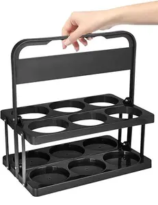 Foldable Plastic Beverage Carrier, Drink Carrier for Delivery,Reusable Drink Holder with Handle Portable Large Drink Holder for DoorDash Grubhub Postmates Drivers (Black) Drinkware Cup