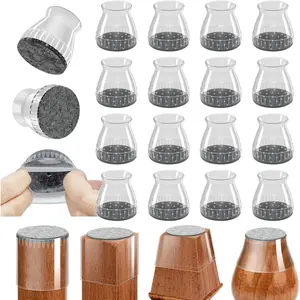 24 Pcs Silicone Chair Leg Floor Protectors Furniture Sliders for Hardwood Floors, Anti-Scratch Noise Reduction Felt Pads Chair Feet Protectors Fit 1.3" to 1.97"