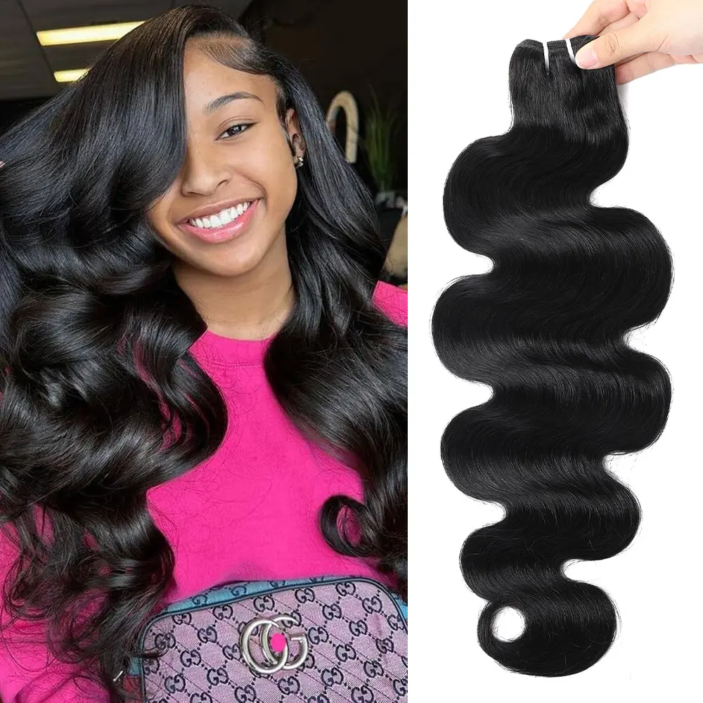 [15A Bundles] Ishow Body Wave Raw Human Hair Brazilian Virgin Straight Hair Unprocessed Remy Hair Extensions Quick Weave 1 3 4 Weave Bundles 4*4 Lace Closure