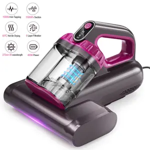 Mattress Vacuum Cleaner 15Kpa 400W Bed Vacuum, UV-C Light, Ultrasonic Heating, 0.6L Capacity, Wide Suction, Double Cup, Corded.for Pillows Sofa