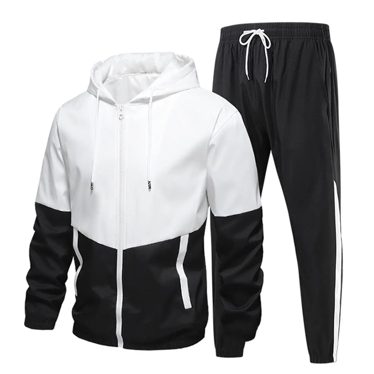 Active Tracksuit Set for Men, Simple Solid 2-Piece Athleisure Sportswear with Hoodie and Joggers for Casual Fitness, Athleisure Sportswear Set, Matching Workout Set, Casual Fitness Sportswear