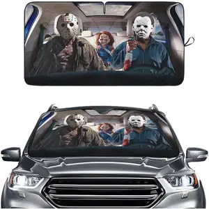 GENANY Horror Movie Character Windshield Sun Shade for Car SUV Truck (55x29 Inches), Automobile Sunshade, Protector Blocks UV, Car Accessories