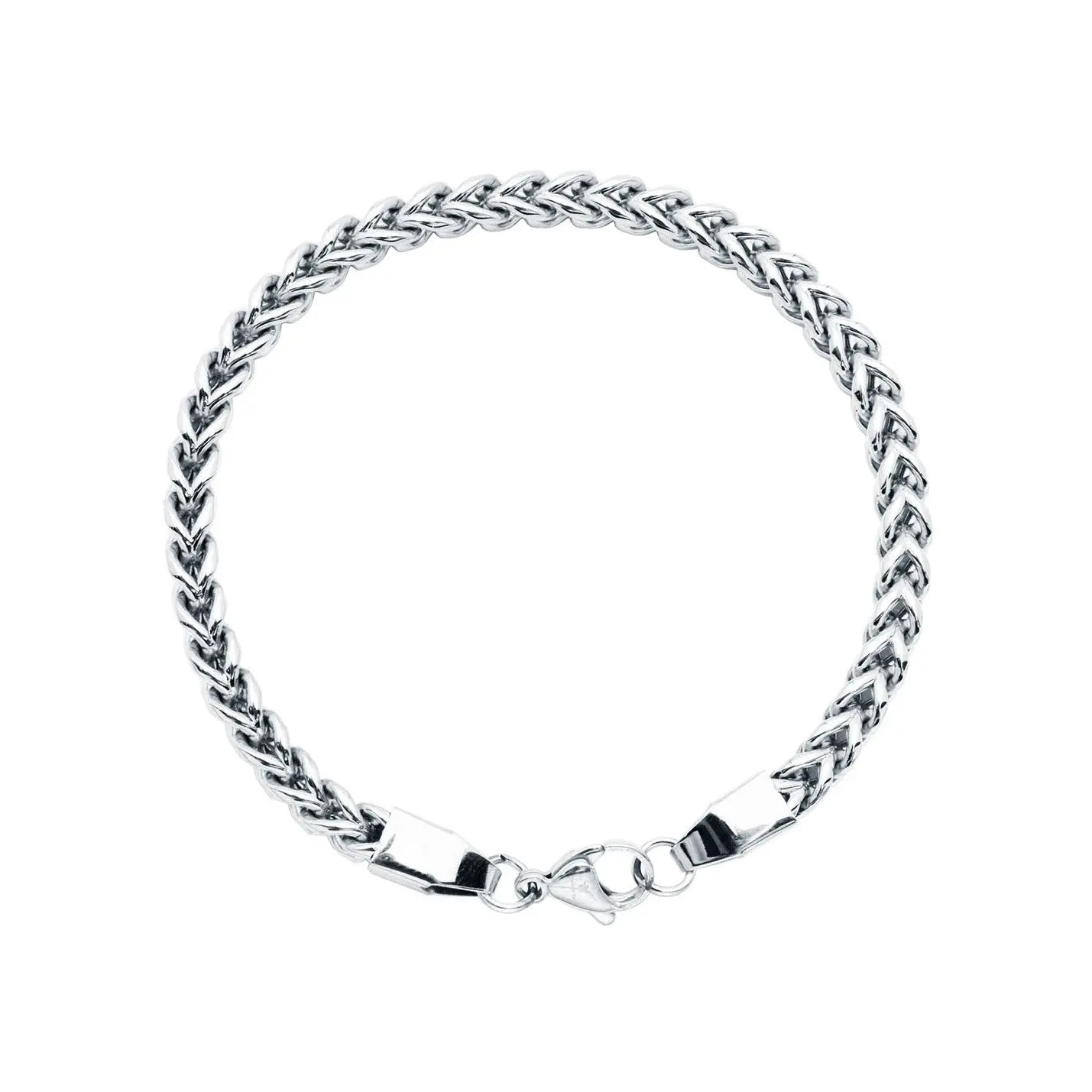 Mens 5mm Stainless Steel Rounded Franco Link Chain Bracelet