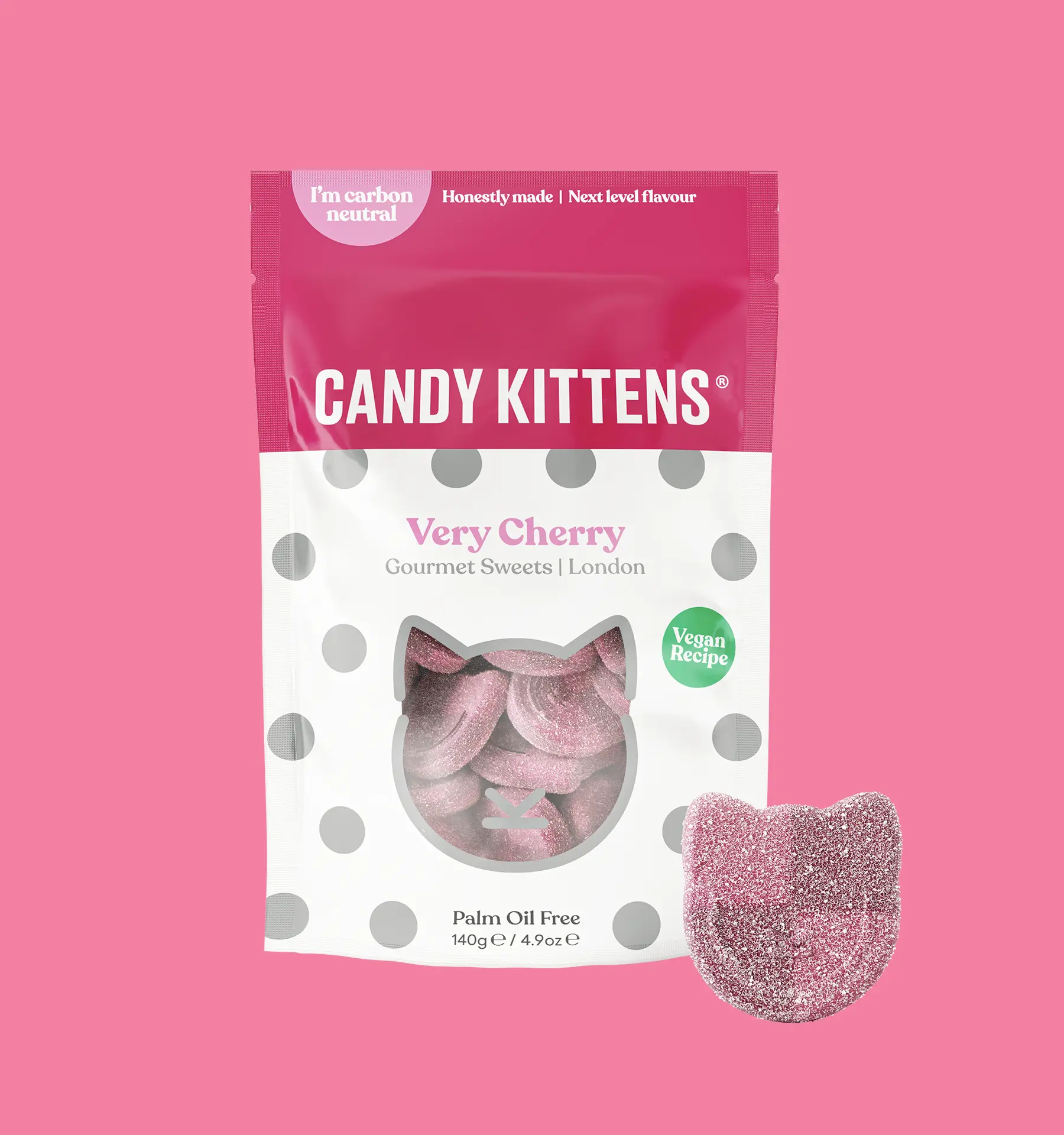 Candy Kittens Vegan Gummies - Very Cherry Flavor  Vegan Candy British Candy Vegan Gummies European Candy
