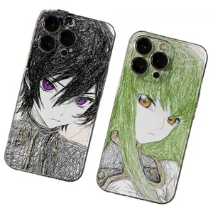 Luxury Comic Code Geass Couple Phone Cases For iPhone 17 Promax Pro Air 16 Plus 15 14 13 12 Clear Shockproof Protective Cover Protection