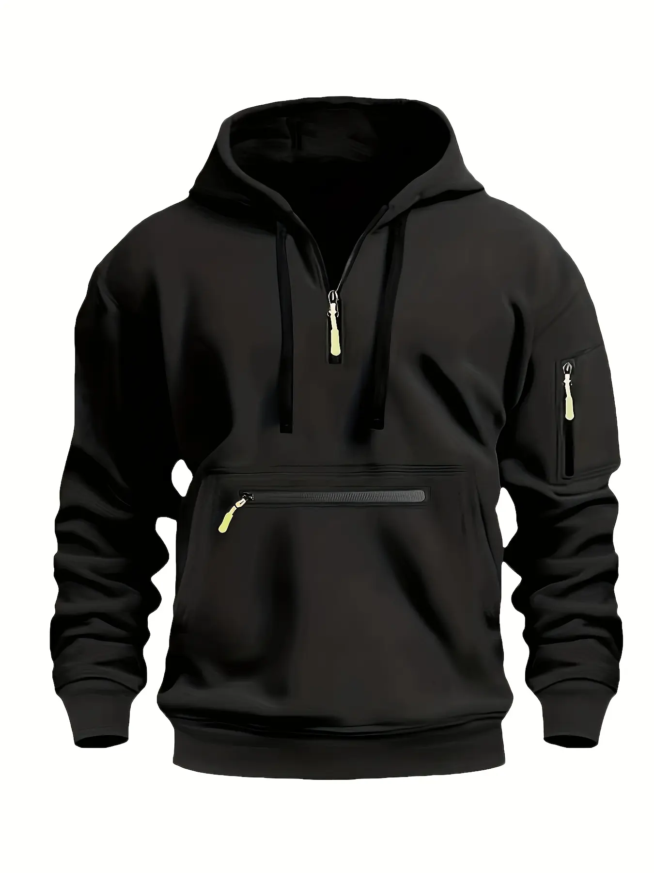 Men's Zip Up Hoodie Sweatshirt, Breathable French Terry Cotton with Soft Fleece Lining, Relaxed Fit Tops for Gym & Lounging, Sweatshirts, Menswear, Ribbed, Polyester, Long Sleeve, Casual