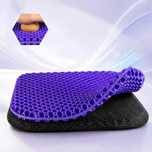 Purple Gel Seat Cushion (16.5×14.5×1.2 Inch), Double Thick Cooling Grid Chair Pad, Pressure Relief Cushion for Sciatica Tailbone Hip Pain, Ideal for Office Chair, Car, Truck, Gaming Chair & Wheelchair