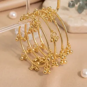 Kashmiri Ghungroo Bangles Set, 4-Piece Cutting Design - Fashion Costume Jewelry Bangles for Birthday Party Gifting, Kashmiri Bangles