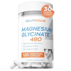 Self Evolve Magnesium Glycinate 480mg - High Absorption Magnesium Supplement Support Stress Relief, Sleep, Heart Health, Nerves, Muscles, and Metabolism, 120 Capsules (30 Day Supply)