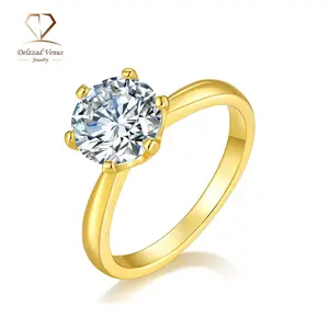 Delzzad S925 Round Classic Six-Prong Ring Band Anniversary Valentine's Day Gifts Delzzad S925 Round Classic Six-Prong Ring Band Anniversary Valentine's Day Gifts