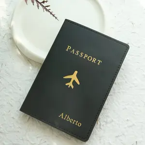 Personalized Hot Stamped Passport Holder with Custom Gold Letter Combination Faux Leather Handmade Travel Accessory Red Deep Color Perfect Birthday Bridesmaid Gift