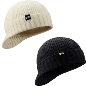 Knitted wool hat solid color elastic lightweight, soft and comfortable baseball cap, warm and windproof in autumn and winter. Knitted brim for men's outdoor sports, skiing and cycling, warm and winter clown duck tongue baseball cap