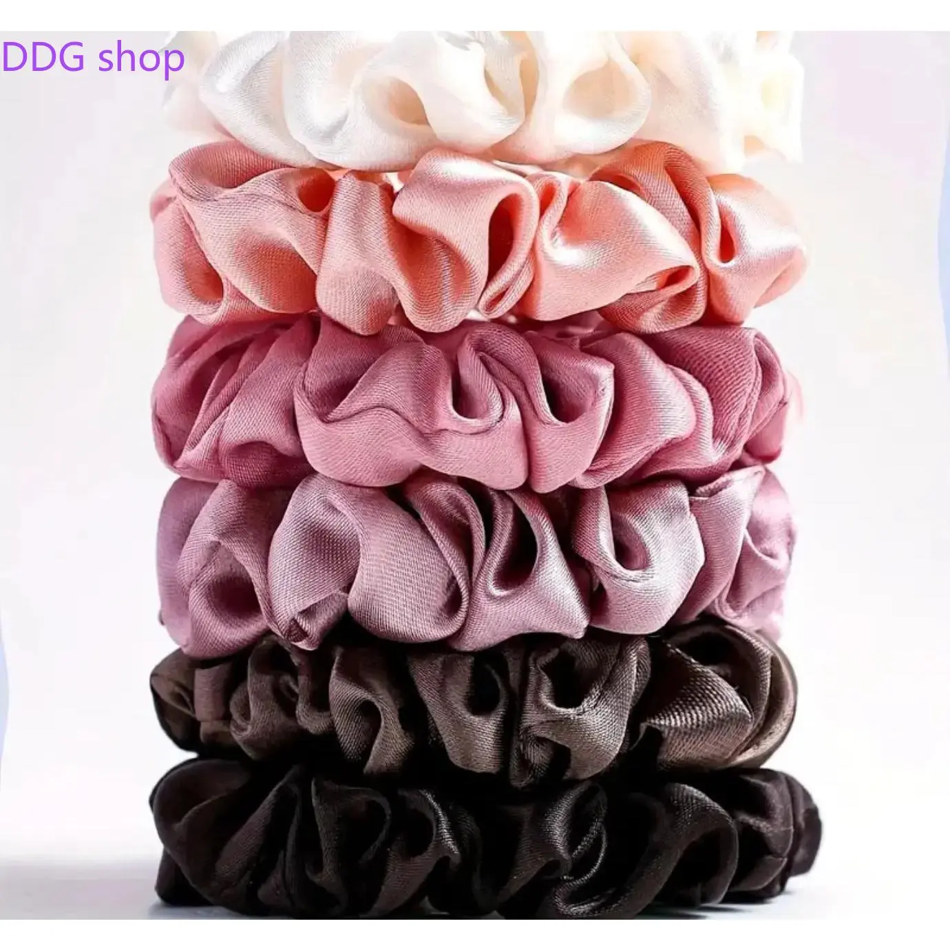 Unisex 6pcs-1 Warm-Toned Comfortable Satin Small Hair Ties Scrunchie Set, Cotton Sports & Outdoor Headband Accessory for High-Low Ponytails, Buns, Ponytail