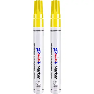 Yellow Permanent  Pens  Markers - 2 Pack Oil Based Markers, Quick Drying and  Marker Pen,  Tire, Metal, Rock Painting, , Ceramic, Plastic, Canvas, Mugs, Medium Tip
