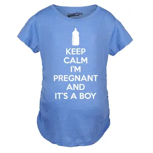 Maternity Keep Calm Im Pregnant and Its a Boy Shirt Funny Pregnancy Announcement Funny Graphic Maternity Tee Cute Pregnancy Tees With Plus Sizes Pregnant Funny Nerd Short Sleeve Maternity Shirts