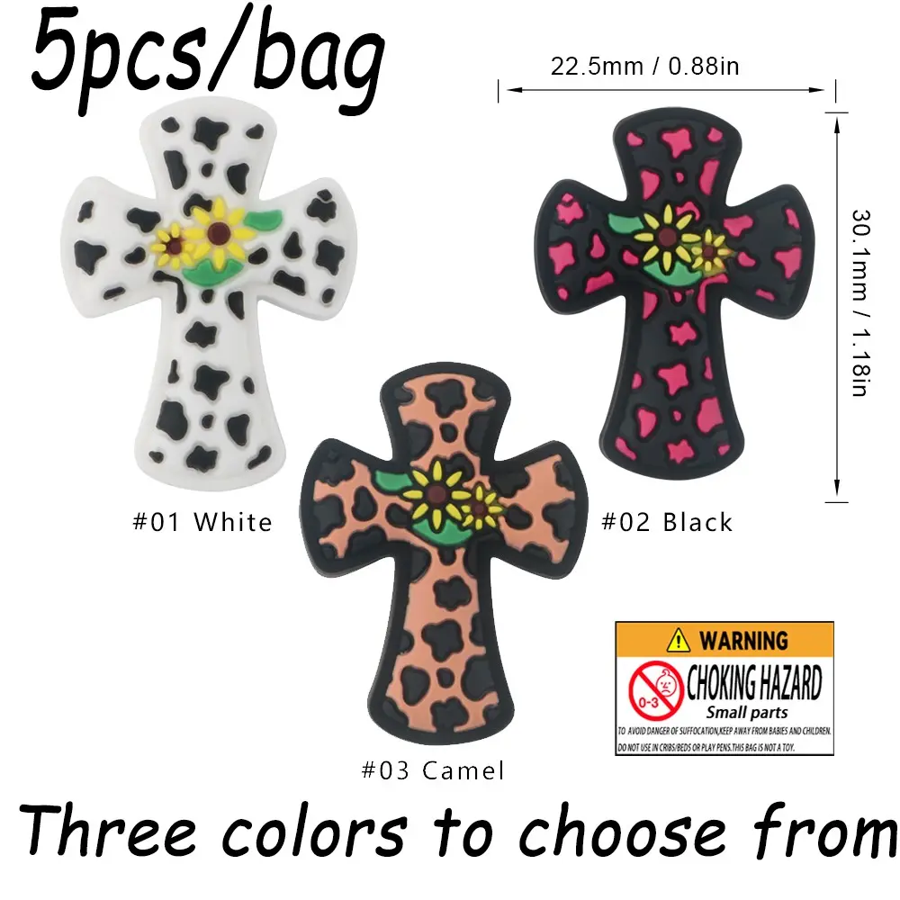 5 Piece Spotted Cross Silicone Beads, Cute Durable Jewelry Making Materials, DIY Necklace Bracelet Keychain Accessories, Beads For Bracelets