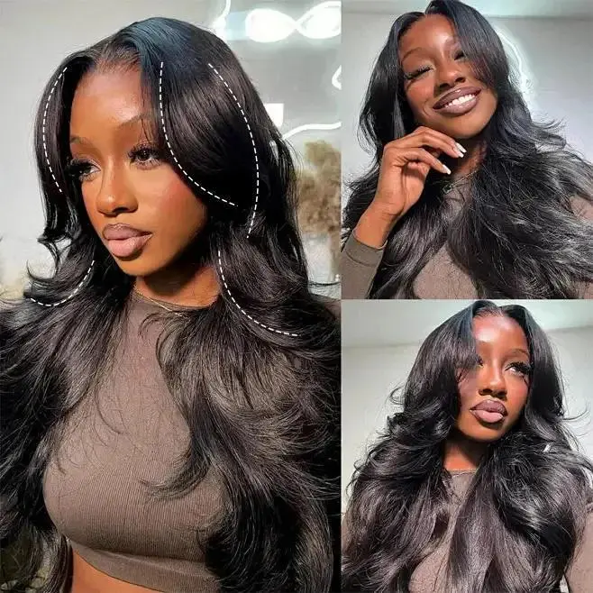ISEE M-Cap Human Hair Lace Front Wig, Face-Framing Layered Body Wave with Curtain Bangs, 9x6 Wear Go Glueless Frontal Wig, Pre-Cut HD Lace, Mini Knots, Vacation Hair, Pre Cut Wigs#SummerWins #DealsForYouDays