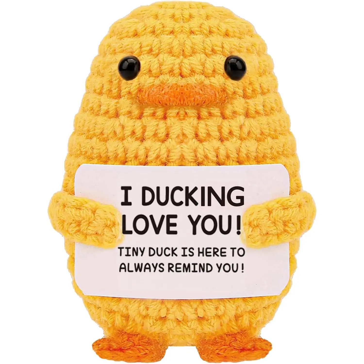 Stocking Stuffers for Men Women Adults Teens-Christmas Stockings White Elephant Gifts Emotional Support Crochet Duck with Positive Card