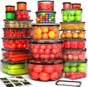 44 Pcs Food Storage Containers with Lids Airtight 22 Stackable Boxes 22 Lids Plastic Meal Prep Container for Pantry Kitchen Organization Microwave Dishwasher Freezer Safe 100% Leak Proof