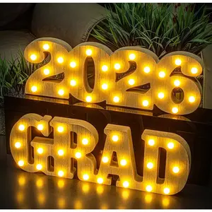 Decorations 2026-2 Long Light Up Letters 'Grad 2026' - Class of 2026 Graduation Party Decorations Sign for Kindergarten High School College Decor Table Centerpieces Ornaments