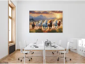 7 horses crystal porcelain wall art