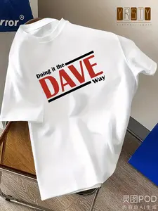 Men's Retro "Doing it the DAVE Way" Logo Print T-Shirt - 100% Knit Crew Neck Short Sleeve Tee, Slight Stretch All-Season, Durable Casual & Outdoor Wear, Iconic DAVE Brand Design (Machine Washable)
